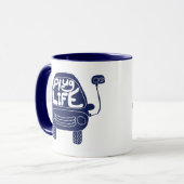 Plug Life Niedlich Navy Blue Electric Car Tasse (Vorderseite Links)