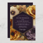 Plum Amber Autumnal Wedding Einladung (Vorne/Hinten)