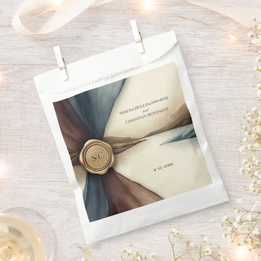 Plum and Blue Ombre Seal Watercolor Wedding Geschenktütchen (Ausgeschnitten)