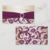 Plum and Champagne Damask Placecards Platzkarte (Vorne/Hinten)