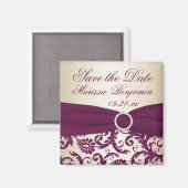 Plum and Champagne Damask Wedding Favor Magnet (Vorderseite/Rückseite)