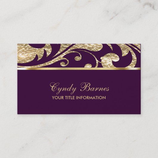 Plum and Gold Contemporary Business Card Visitenkarte (Vorderseite)