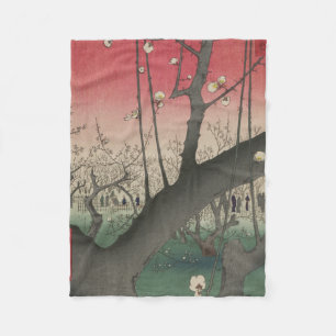 Plum Anwesen Japanisch Edo Woodblock Plum Fleecedecke