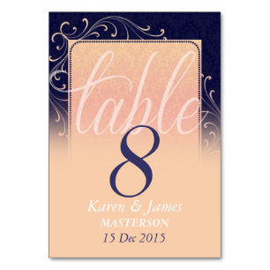 Plum & Apricot Damask Dream Wedding Tischnummer
