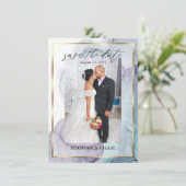 Plum Aquamarines Foto Alkohol Tinte Abstrakt Save The Date (Stehend Vorderseite)