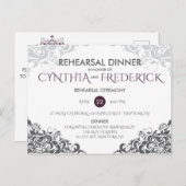 Plum Baroque Chandelier Hochzeit Probe Dinner Einladungspostkarte (Vorne/Hinten)