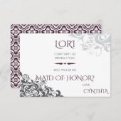 Plum Baroque Chandelier Wedding Party Frage Einladung (Vorne/Hinten)