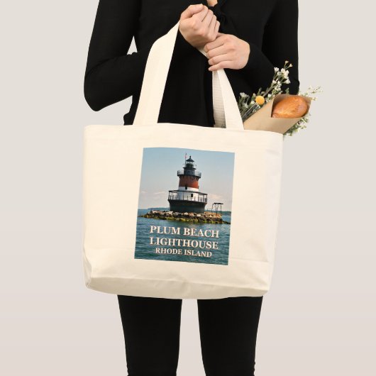 Plum Beach Lighthouse, Rhode Island Tote Bag Jumbo Stoffbeutel (Vorderseite (Produkt))