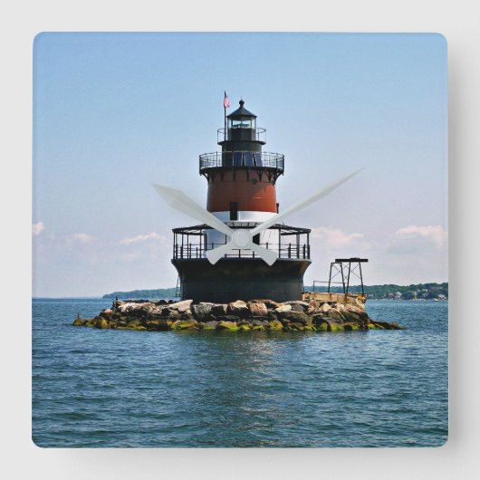 Plum Beach Lighthouse, Rhode Island Wall Clock Quadratische Wanduhr (Vorderseite)