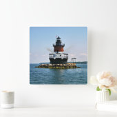 Plum Beach Lighthouse, Rhode Island Wall Clock Quadratische Wanduhr (Zuhause)