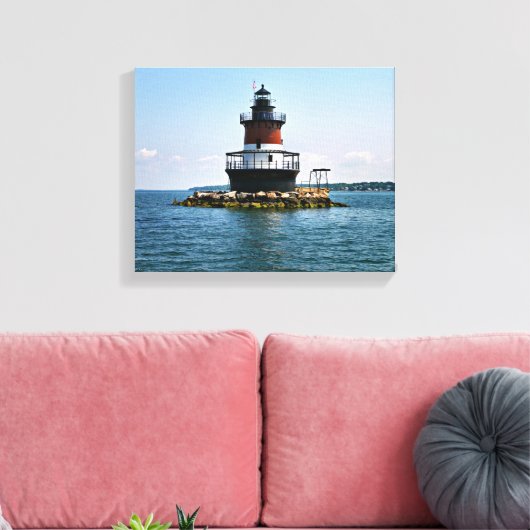 Plum Beach Lighthouse, Rhode Island Wrapped Canvas Leinwanddruck (Insitu (Wohnzimmer))