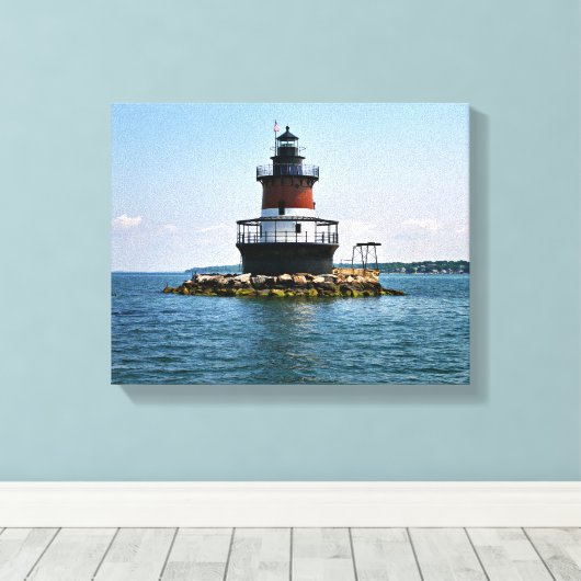 Plum Beach Lighthouse, Rhode Island Wrapped Canvas Leinwanddruck (Insitu (Holzboden))