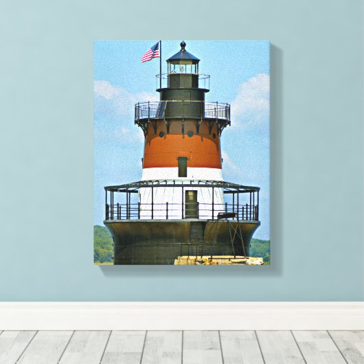 Plum Beach Lighthouse, Rhode Island Wrapped Canvas Leinwanddruck (Insitu (Holzboden))