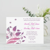 Plum Berry Gray Swirl Butterfly Wedding Einladung (Stehend Vorderseite)