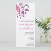 Plum Berry Grey Leaf Swirl Wedding Invites Einladung (Stehend Vorderseite)