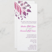 Plum Berry Grey Leaf Swirl Wedding Invites Einladung (Vorne/Hinten)
