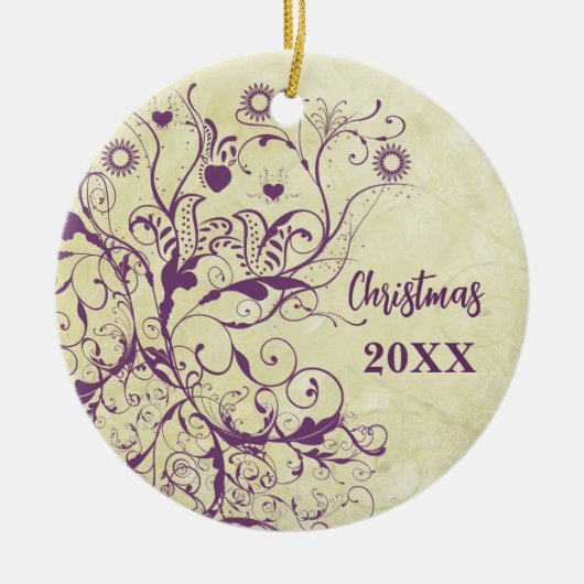 Plum Bird Wirbel Weihnachtspaare Foto Ornament (Vorne)