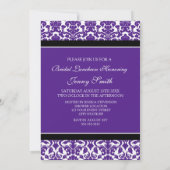 Plum Black Damask Bridal Lunch Einladungskarten (Rückseite)