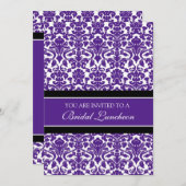 Plum Black Damask Bridal Lunch Einladungskarten (Vorne/Hinten)