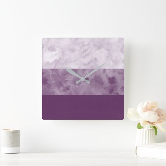 Plum Block Stripes Quadratische Wanduhr (Zuhause)