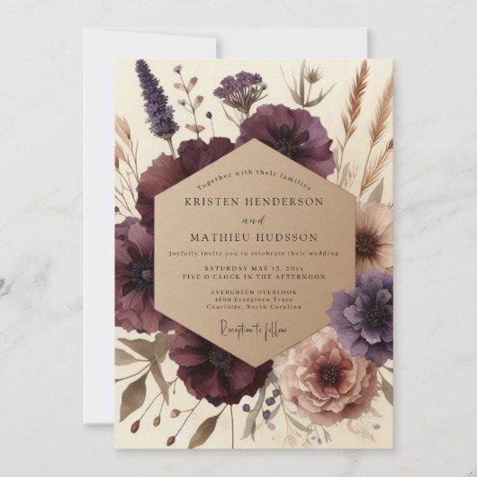 Plum Bloom Autumn Elegance Wedding Einladung (Vorderseite)