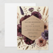 Plum Bloom Autumn Elegance Wedding Einladung (Vorne/Hinten)