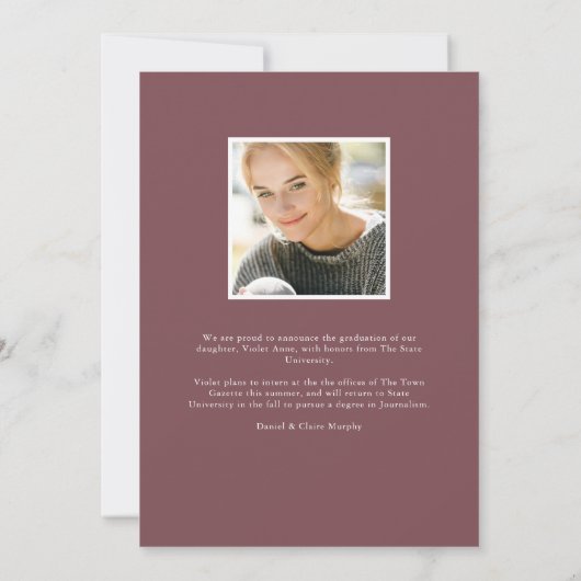 Plum Blossom | Ankündigung von Foto Abschluss (Rückseite)