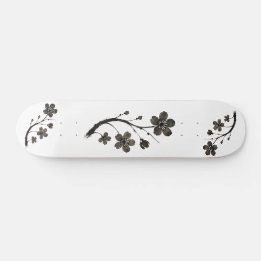Plum Blossom - Botanisches Design auf Skateboard (Horizontal)