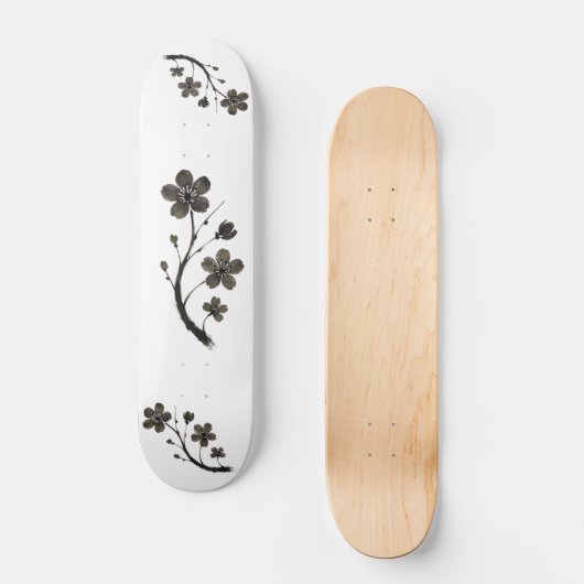 Plum Blossom - Botanisches Design auf Skateboard (Vorderseite)
