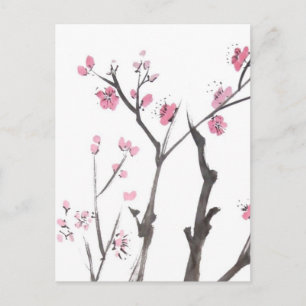 Plum Blossom Branchen im Frühjahr Postkarte