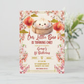  Plum Blossom Chinese Bao 1st Birthday Einladung (Stehend Vorderseite)