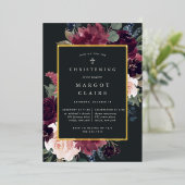 Plum Blossom Christening oder Taufe Folieneinladung (Stehend vorne)