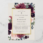 Plum Blossom Christening oder Taufe Folieneinladung (Vorderseite)