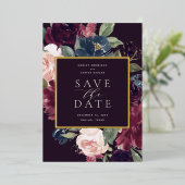 Plum Blossom Foil Save the Date Card Folieneinladung (Stehend vorne)