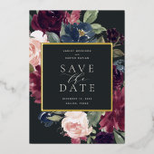 Plum Blossom Foil Save the Date Card Folieneinladung (Vorderseite)