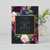 Plum Blossom Foil Save the Date Card Folieneinladung (Stehend vorne)