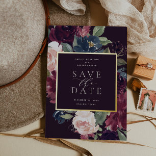 Plum Blossom Foil Save the Date Card Folieneinladung
