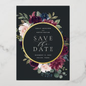 Plum Blossom Foil Save the Date Card Folieneinladung (Vorderseite)
