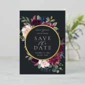 Plum Blossom Foil Save the Date Card Folieneinladung (Stehend vorne)