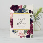 Plum Blossom Foil Save the Date Card Folieneinladung (Stehend vorne)