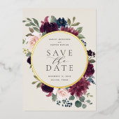 Plum Blossom Foil Save the Date Card Folieneinladung (Vorderseite)