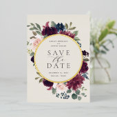 Plum Blossom Foil Save the Date Card Folieneinladung (Stehend vorne)