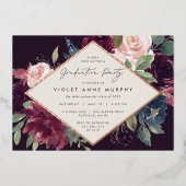 Plum Blossom Graduation Party Folieneinladung (Vorderseite)