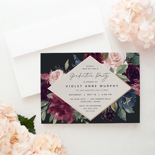 Plum Blossom Graduation Party Folieneinladung