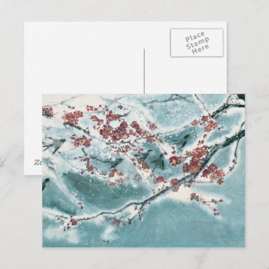 Plum Blossom im Schnee Postkarte (Vorne/Hinten)