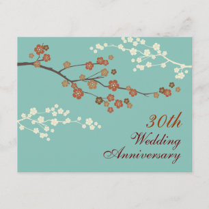 Plum Blossom Jubiläum Party Einladung T-Blue