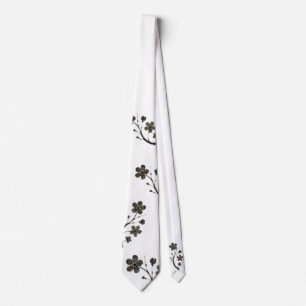 Plum Blossom Line Art - Botanische Krawatte