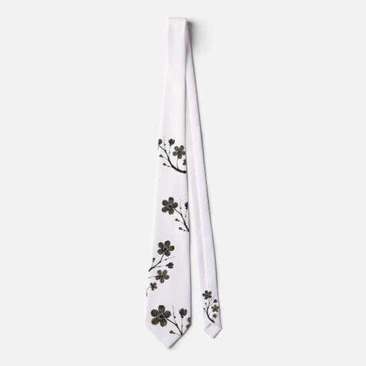Plum Blossom Line Art - Botanische Krawatte (Vorderseite)