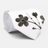 Plum Blossom Line Art - Botanische Krawatte (Gerollt)