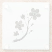Plum Blossom Line Art - Botanisches Design auf Glasuntersetzer (Rückseite)